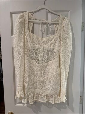 For Love & Lemons White Lace Floral Dress
